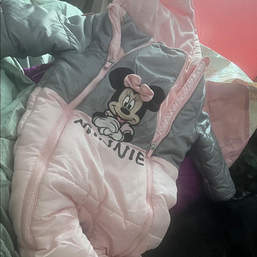 Pink and Gray Minnie Mouse Snowsuit 18-24mths